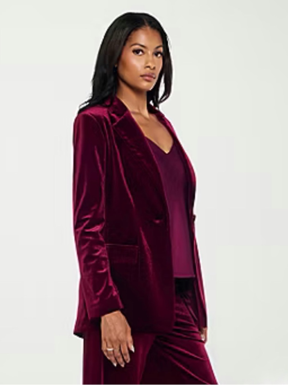 Plush Wine Velvet Blazer Shawl Lapel Jacket Burgundy Red Velveteen Business Wear